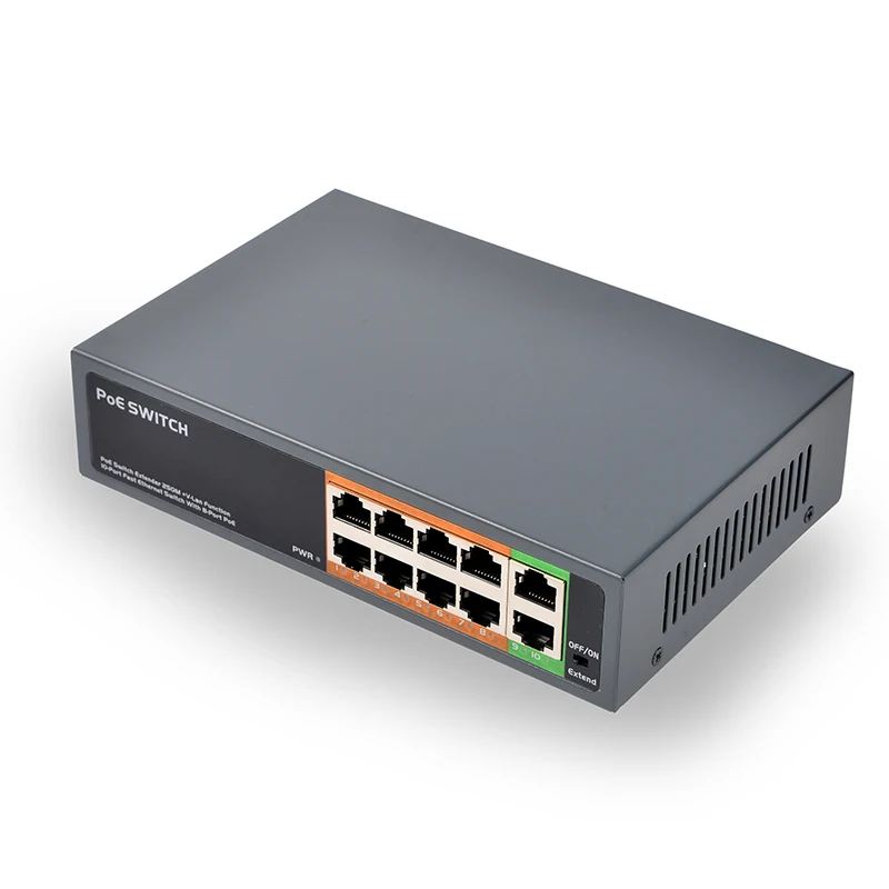 8+2 port poe switch 104W  IEEE802.3af/a with 250 meters extender function 48v  