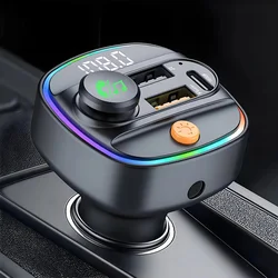 FM Transmitter Bluetooth 5.3 Hands Free Car AUX Radio Modulator MP3 Player with Fast Charging Adapter Auto Accessories