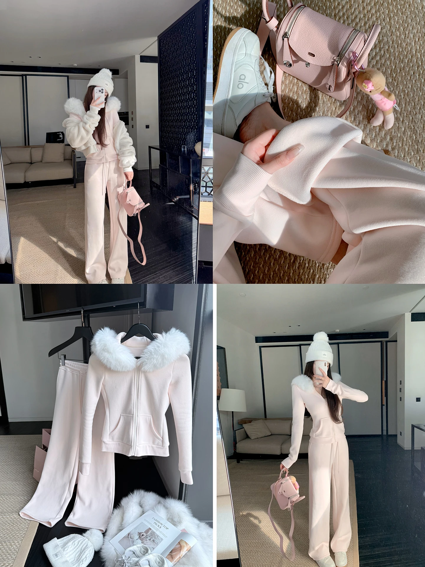 

Rouyu Sakura u Thiened Sports Leisure Set High Waist Winter Women's Faion Two-Piece Suit Long Sve High Waist Pants