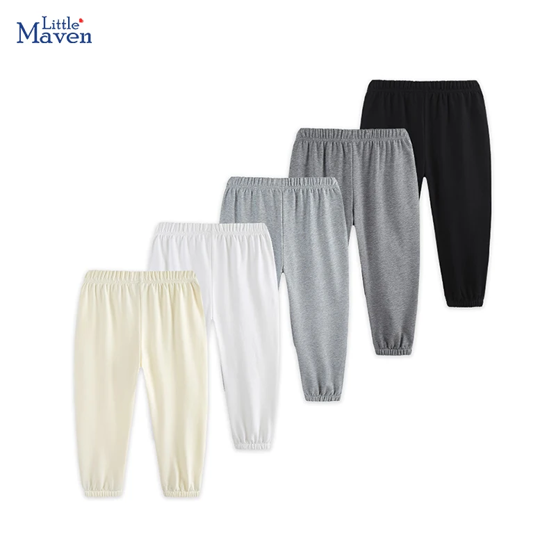 

Корейский осенний костюм Little maven, повседневные штаны для маленьких мальчиков, детская одежда 2024, однотонные брюки, весенняя детская одежда, хлопок