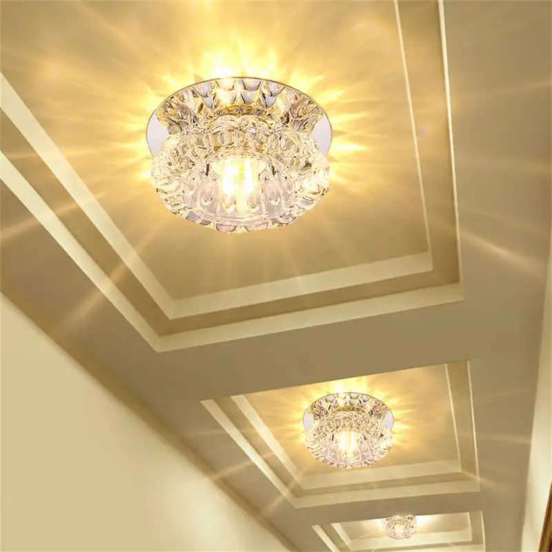 Crystal Light Front Balcony Porch Modern Flush Mount Small LED Ceiling Light For Art Gallery Decoration Corridors Light Fixture