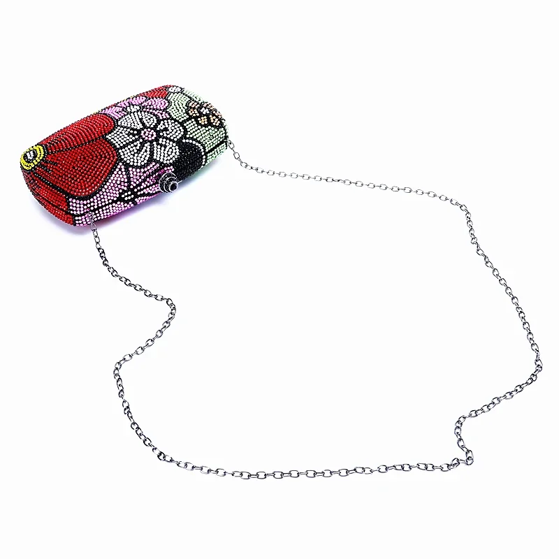 Women Multi Flower Rhinestone Clutches Luxury Diamond Wedding Purse Crystal Dinner Handbags Designer Party Stones Minaudere Bags view 5