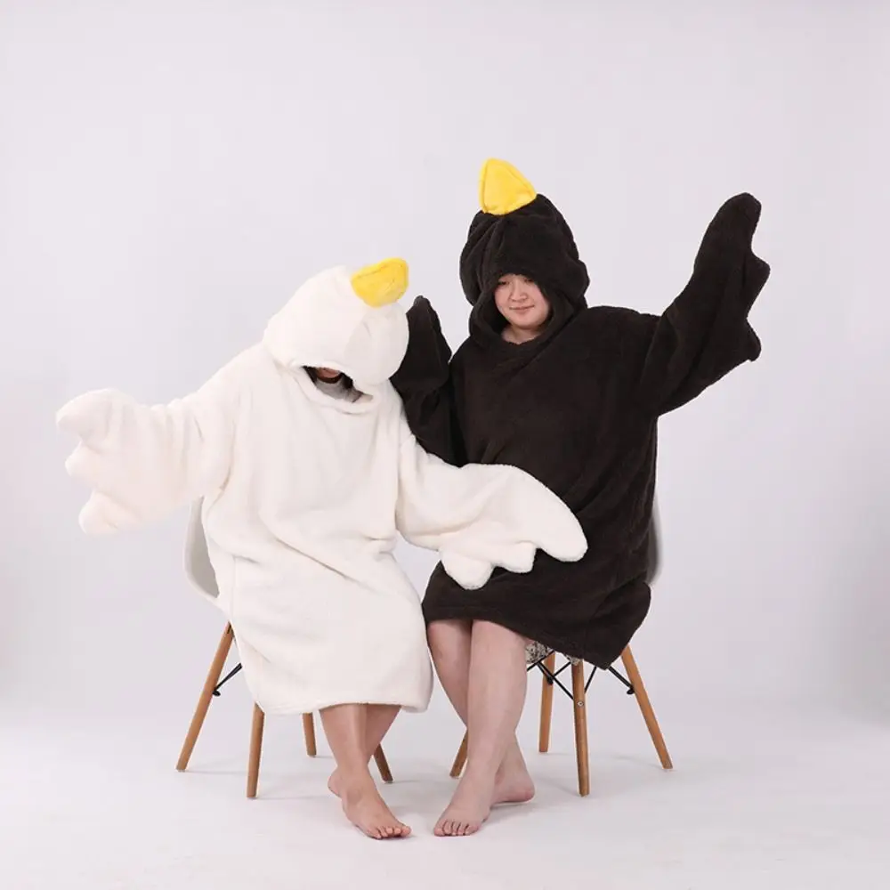 

Soft Coral Fleece Big White Goose Onesie Pajamas Thicken Cartoon Cosplay Costume Sleep Dress Windproof Texture Pajamas