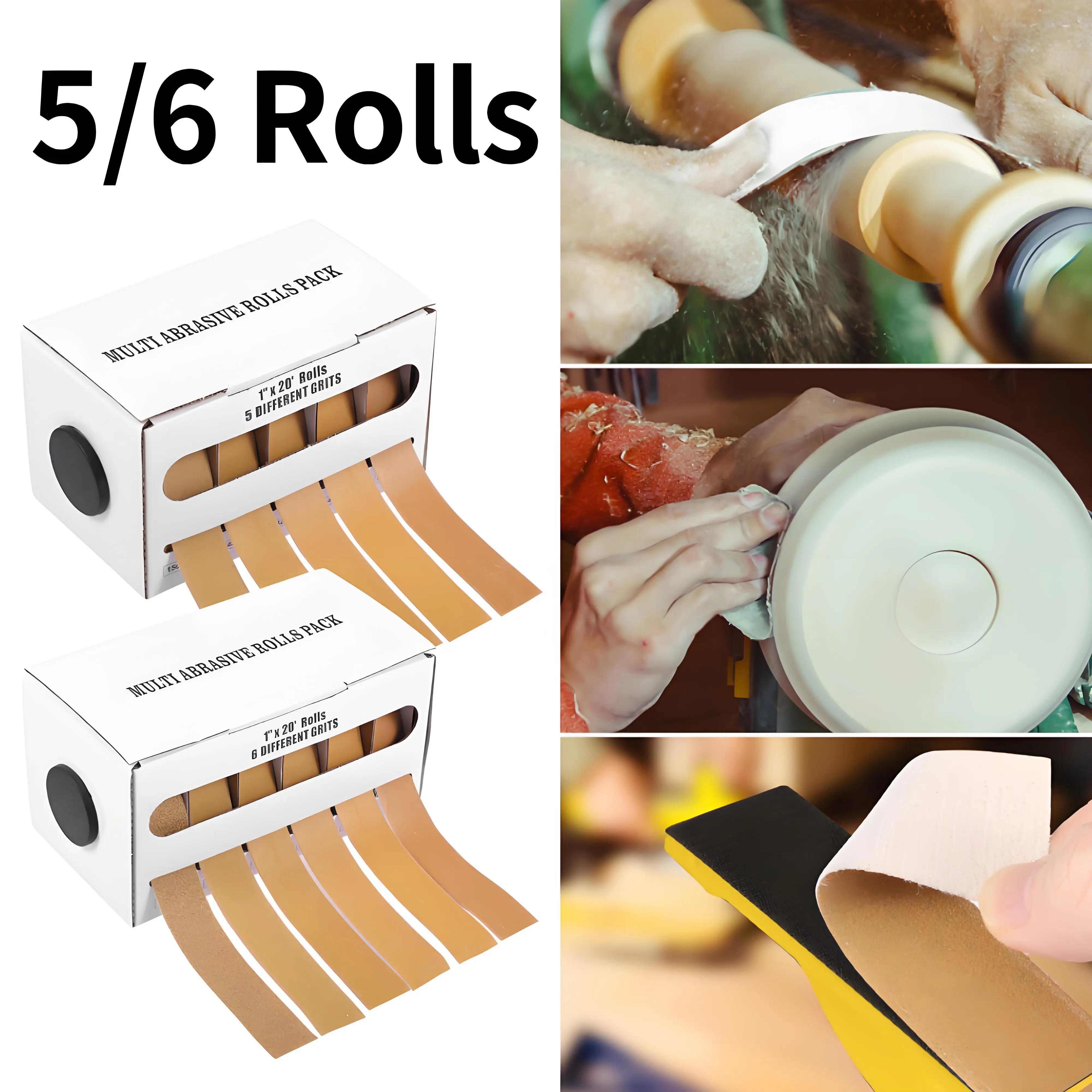 

5/6 Rolls Grits Sandpaper 6M Dry Grinding Emery Sanding Belt 80-600 Grit Wear Resistant Sandpaper Rolls for Metal Wood Polishing