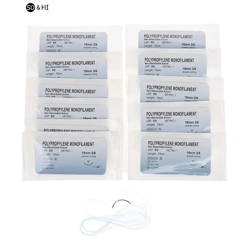 12Pcs/set 5.0 Dental Surgical Needle Silk Medical Thread Suture Surgical Practice KitTeaching Demonstrations Exercises