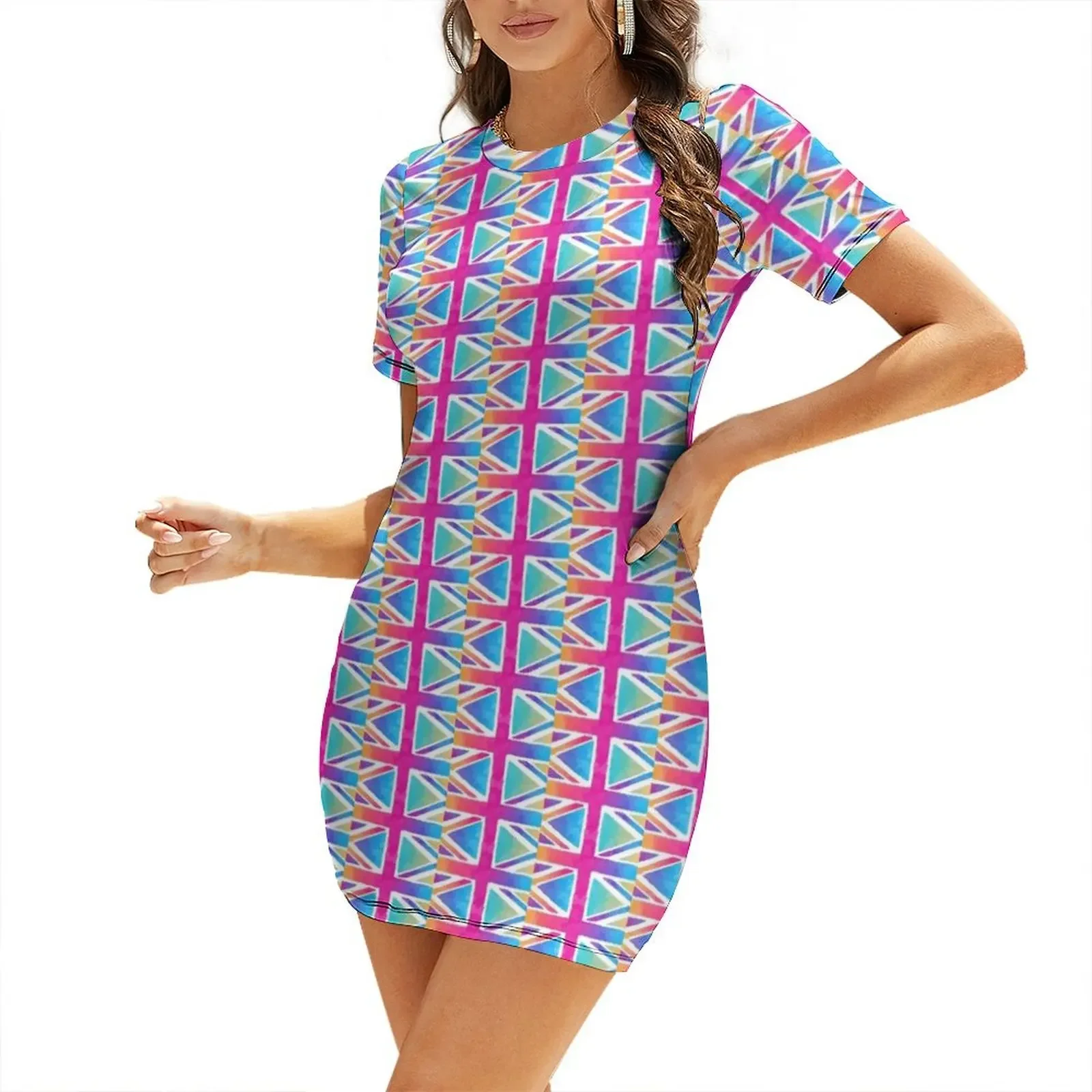 

Union Jack Short-Sleeved Dress Evening dresses women dresses Dresses for wedding party Clothing Dress