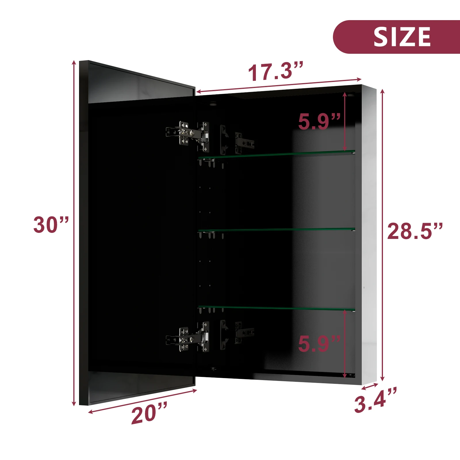 Modern texture Wall Mounted Double Door Cabinet Framed Bathroom Mirror Cabinet With Mirror Storage Organizer For Restroom