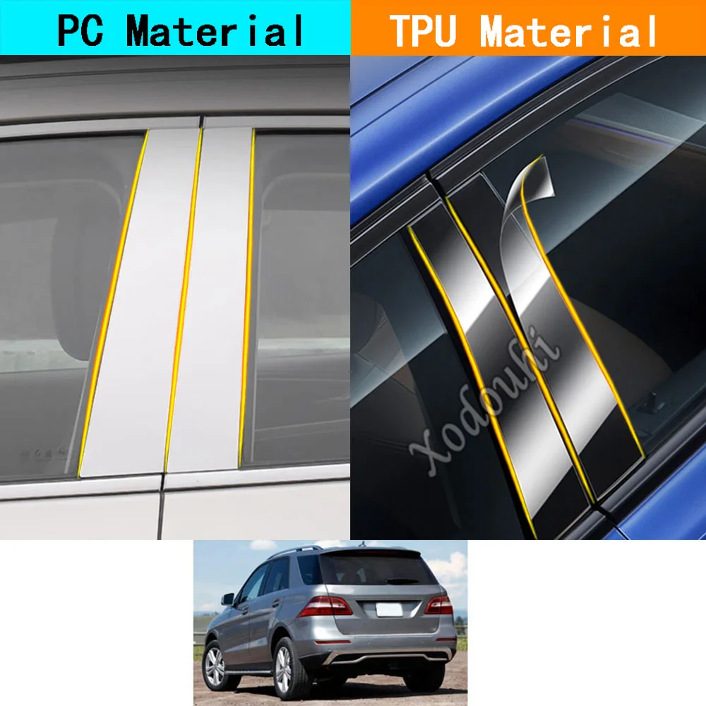 

Car TPU/Glossy Mirror Pillar Post Cover Door Trim Window Stickers For Mercedes Benz M-Class ML W166 2011 2012 2013 2014 2015