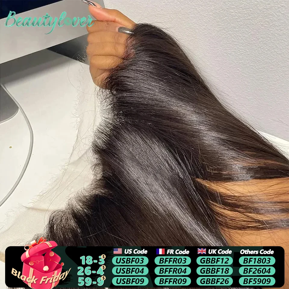 24 26 Zoll gerade 13 x 6 Spitzenfront, brasilianisches Echthaar, vorgezupft, transparente Spitzenfront, nur 2 x 6 HD-Spitzenverschluss, Echthaar