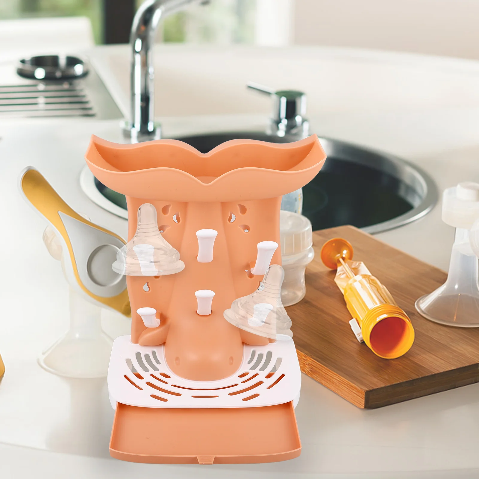 

Nursery Bottle Drying Holder Tabletop Milk Bottle Drying Rack Space Saving Multi-Functional Draining Stand Baby Essential Home