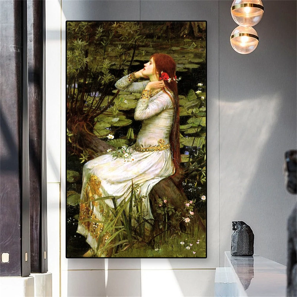 

Famous Oil Painting Ophelia Canvas Painting John William Waterhouse Forgottenbeauty Art Print Vintage Poster Home Room Decor