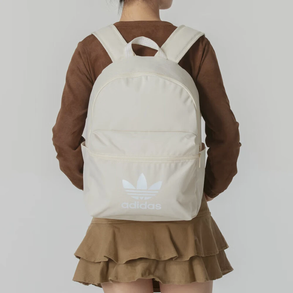 Adidas Lifestyle Line Cream Backpack Spacious Water Resistant Minimalist For Students Daily Commute And Travel