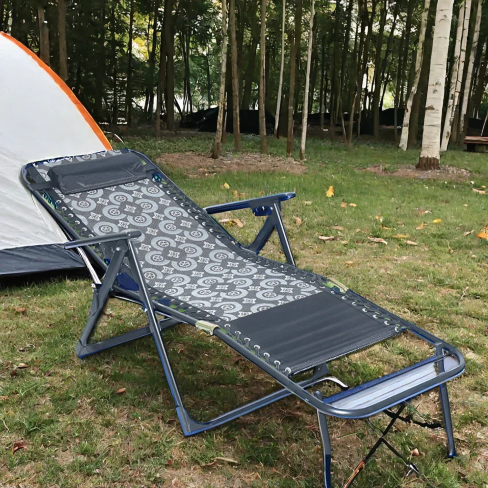 Silla reclinable plegable de diseño moderno y ligero, silla de gravedad cero, descanso de oficina de Metal portátil para uso en jardín, playa y parque