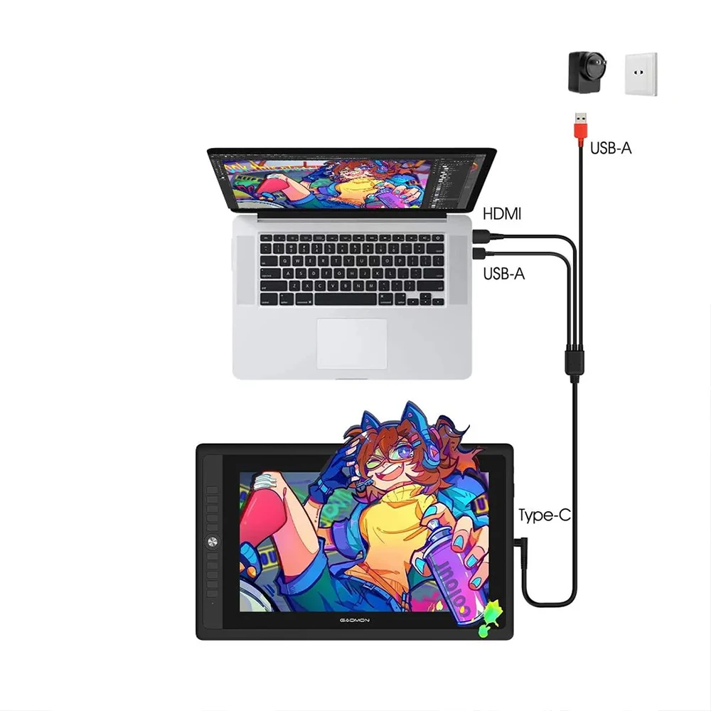 GAOMON 3-in-1 Cable for PD156 Pro Graphics Tablet Pen Display ONLY