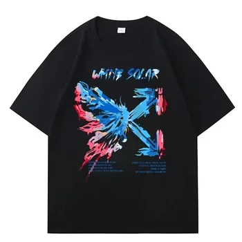 Men Women Graffiti Arrow Print T Shirt Casual Streetwear Crew Neck Short Sleeve Tee Oversized Cotton Blend Top for Daily Wear
