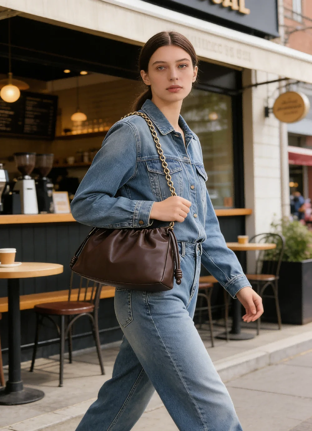 

Стильная коричневая сумка-облако с драпировкой для женщин, мягкая кожаная сумка-хобо через плечо, повседневная модная сумка-кроссбоди для ежедневного использования