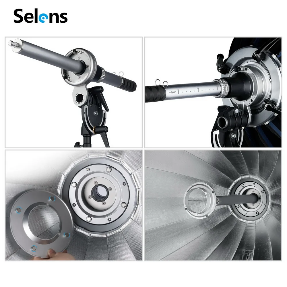 Selens SER120 Edge Parabolic Reflector Softbox 120cm Parabolic Black Reflective Umbrella Studio Light Umbrella with Cover Cloth