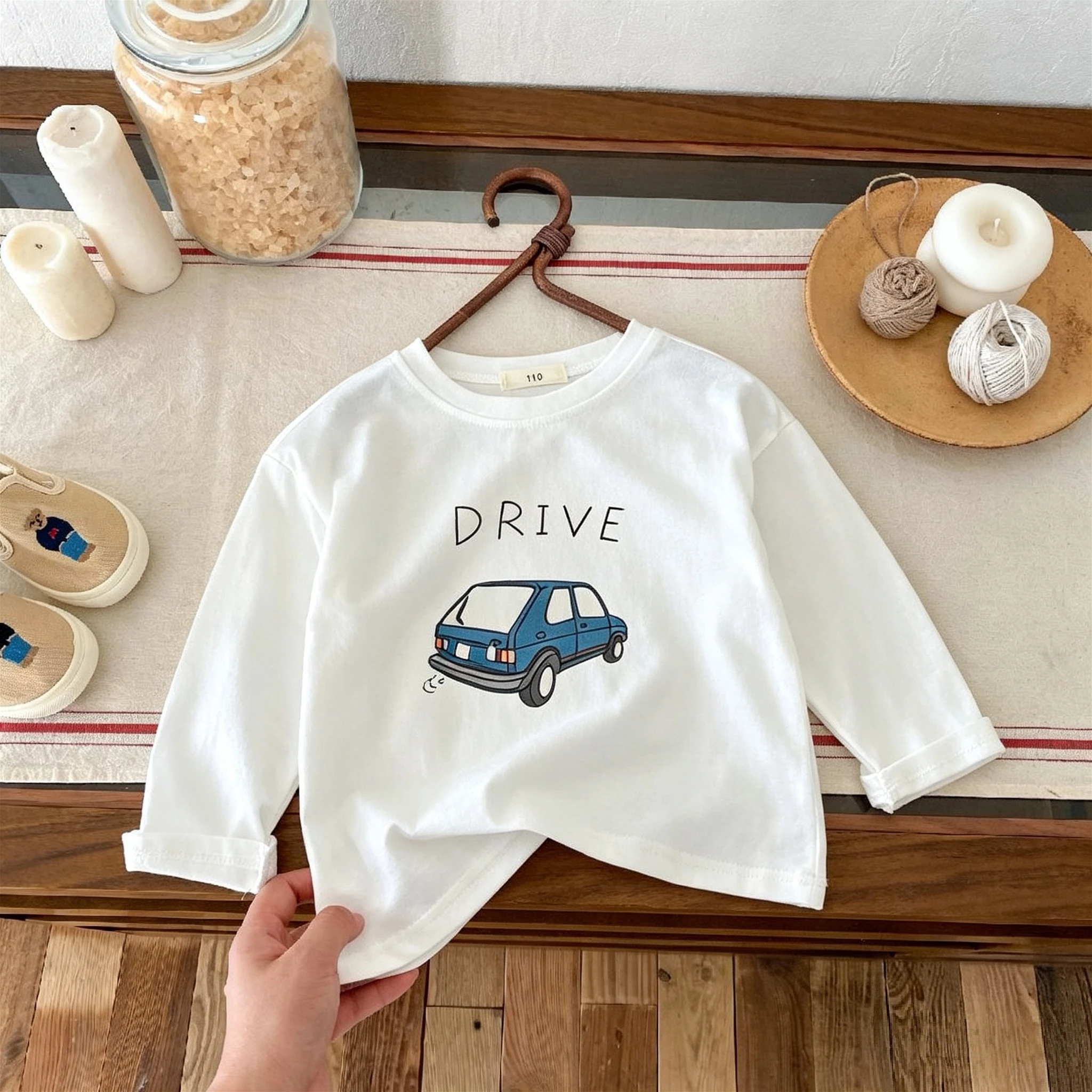 Printed Drive Boys Long Sleeve Tees Simple Versatile Kids Bottoming Shirt Blouse Crewneck Children's Clothes Autumn Casual Tops