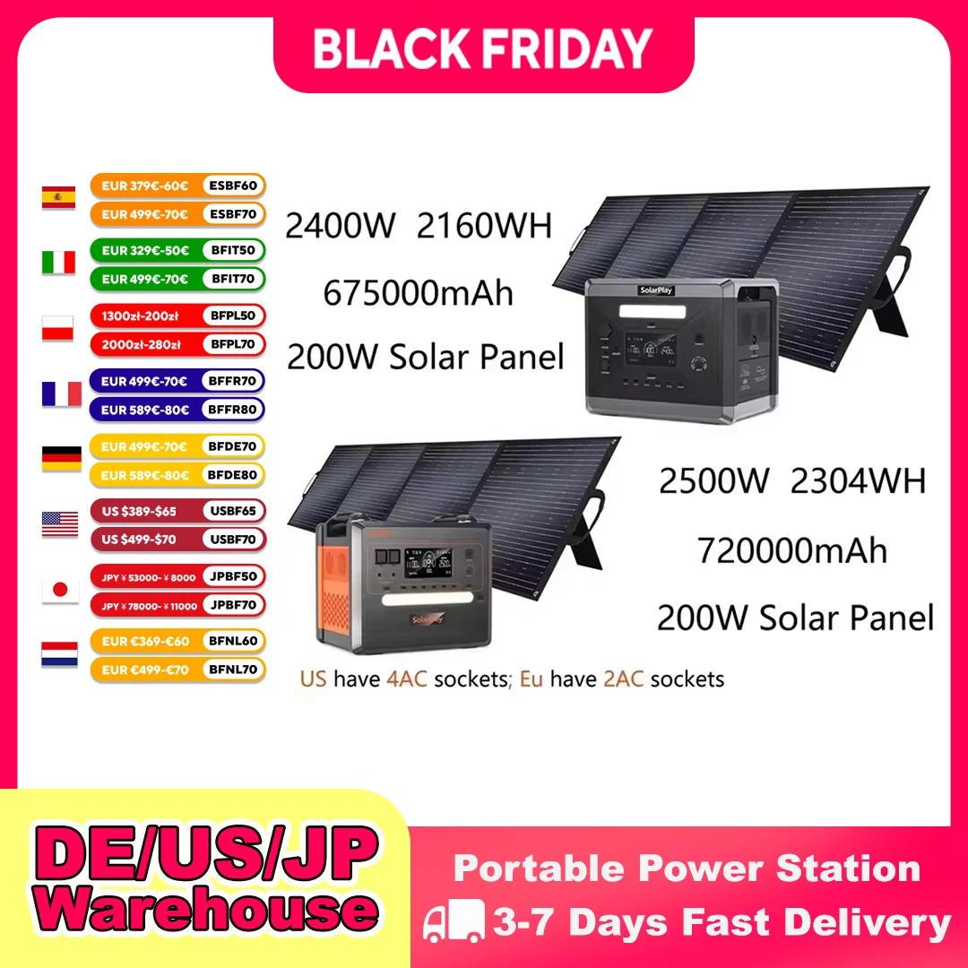 Solar Generator 2160Wh 2304Wh with 200W Panel