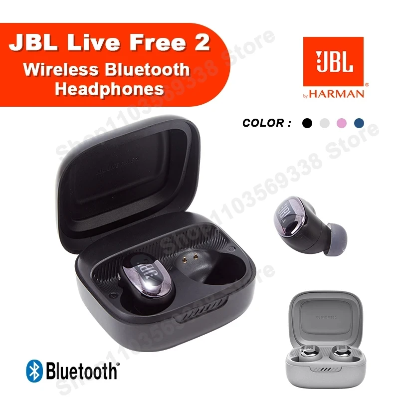 Original JBL Live Free 2 TWS True Bluetooth Wireless Earphone Music Headset Sports Earbuds Waterproof Stereo Bass Headp With Mic