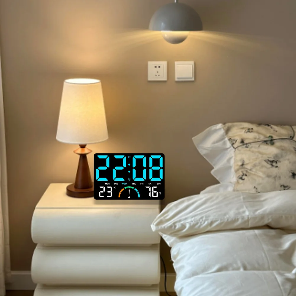 Large LED Digital Clock For Living Room: Versatile Wall & Table Display Timer Auto Dimmable LED Clock ﻿