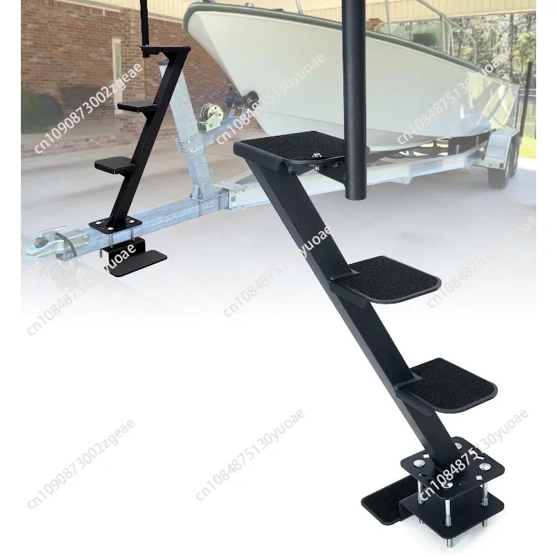 Heavy duty marine trailer pedals with safety handles, non-slip surface, unlike most deep V-trailers