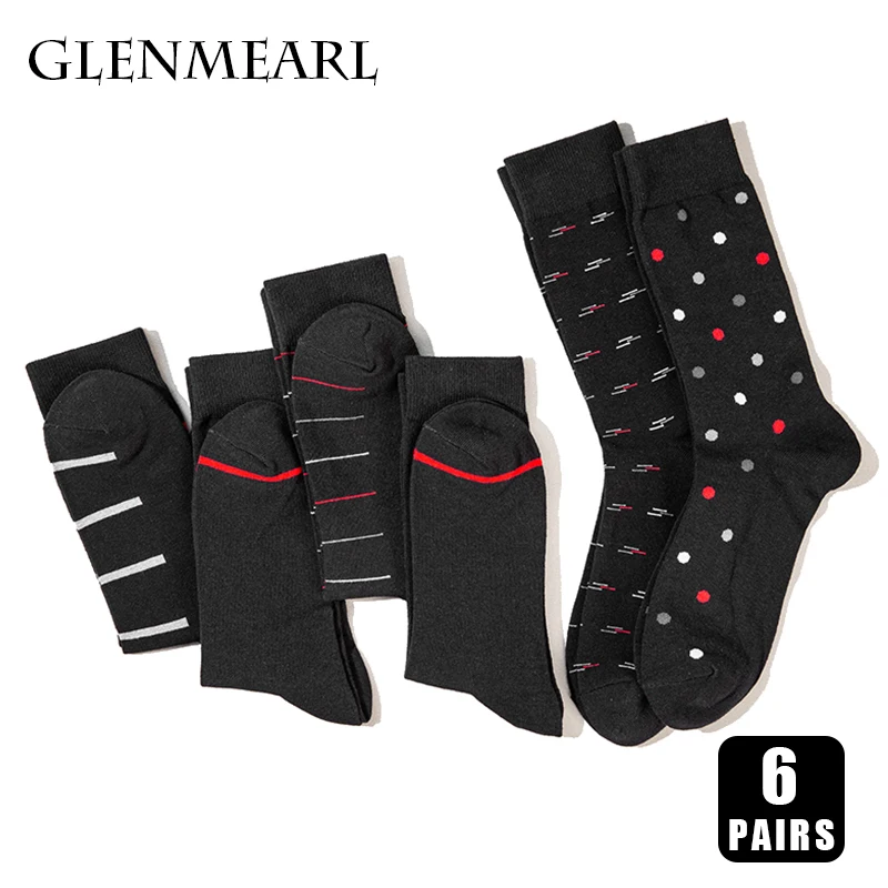 6 Pairs Cotton Men Business Socks High Quality Casual Soft Compression Spring Autumn Brand Black Plus Size Male's Dress Sock