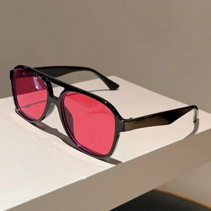 2026 Neue Doppelbrücken-Retro-Sonnenbrille Unisex Modisch und Vielseitig Froschaugen-Pilotenbrille mit Eckigem Rahmen UV400 – Detail 15