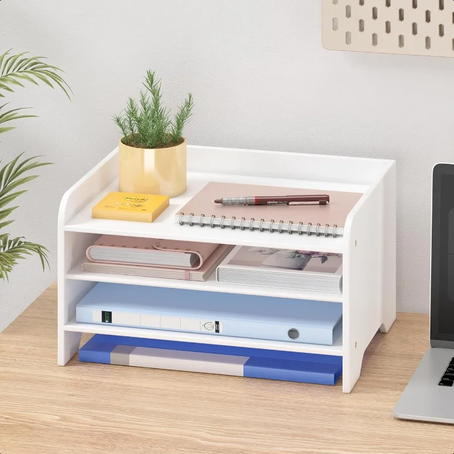 

Bamboo Desk Organizer Mail Holder Countertop Letter Tray File Organizer for Desk Letter Sorter Paper File Storage for School Ho