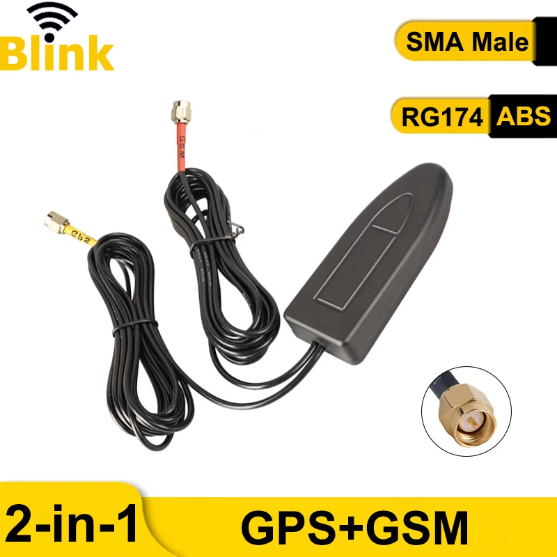 

GPS+GSM 2-in-1 Combined Waterproof Antenna High Gain Mobile Network Amplifier Outdoor Positioning Signal Booster SMA Male RG174