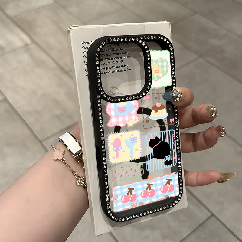 

Bling Diamond Strawberry Magnetic Phone Case for iPhone 17 Air 16 15 Pro Max 14 Plus 13 Pro 12 11 16E for Male Female Shockproof