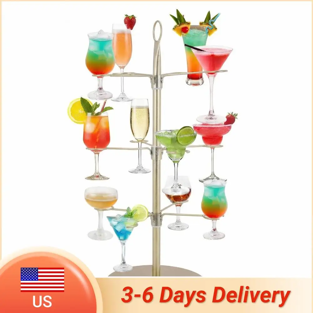 

Трехуровневая подставка-дерево для коктейлей, 12 держателей, плавающая подставка для фужеров для шампанского, для вечеринок, свадеб, школьных торжеств