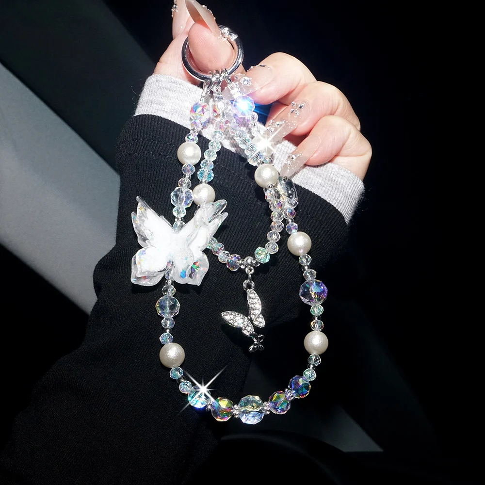 Can Glow-in-the-Dark High-End Crystal Beaded Bracelets Anti-Lost Double Phone Case Hand Chain ins Women Temperament Bracelet