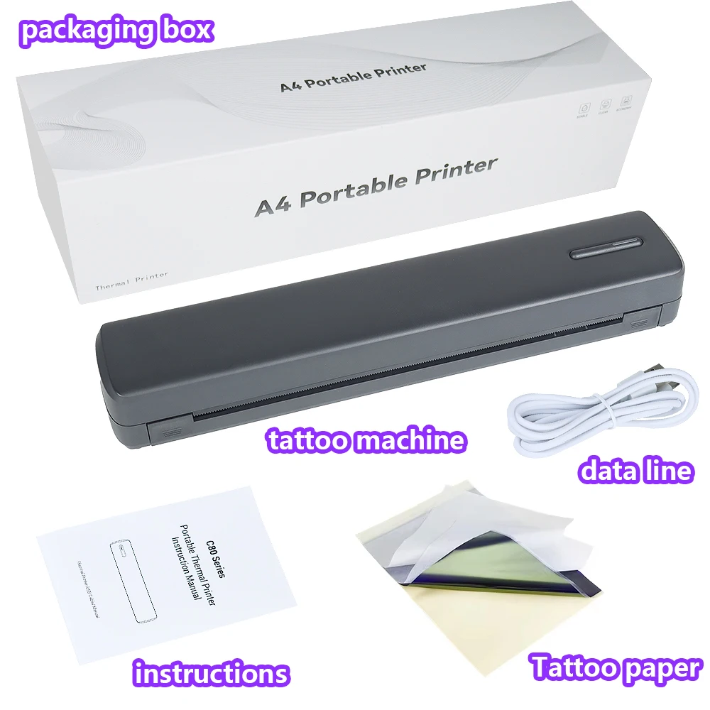 Portable A4 Thermal Printer Factory Mini Tattoo Transfer Machine Bluetooth Interface IOS/Android Compatible