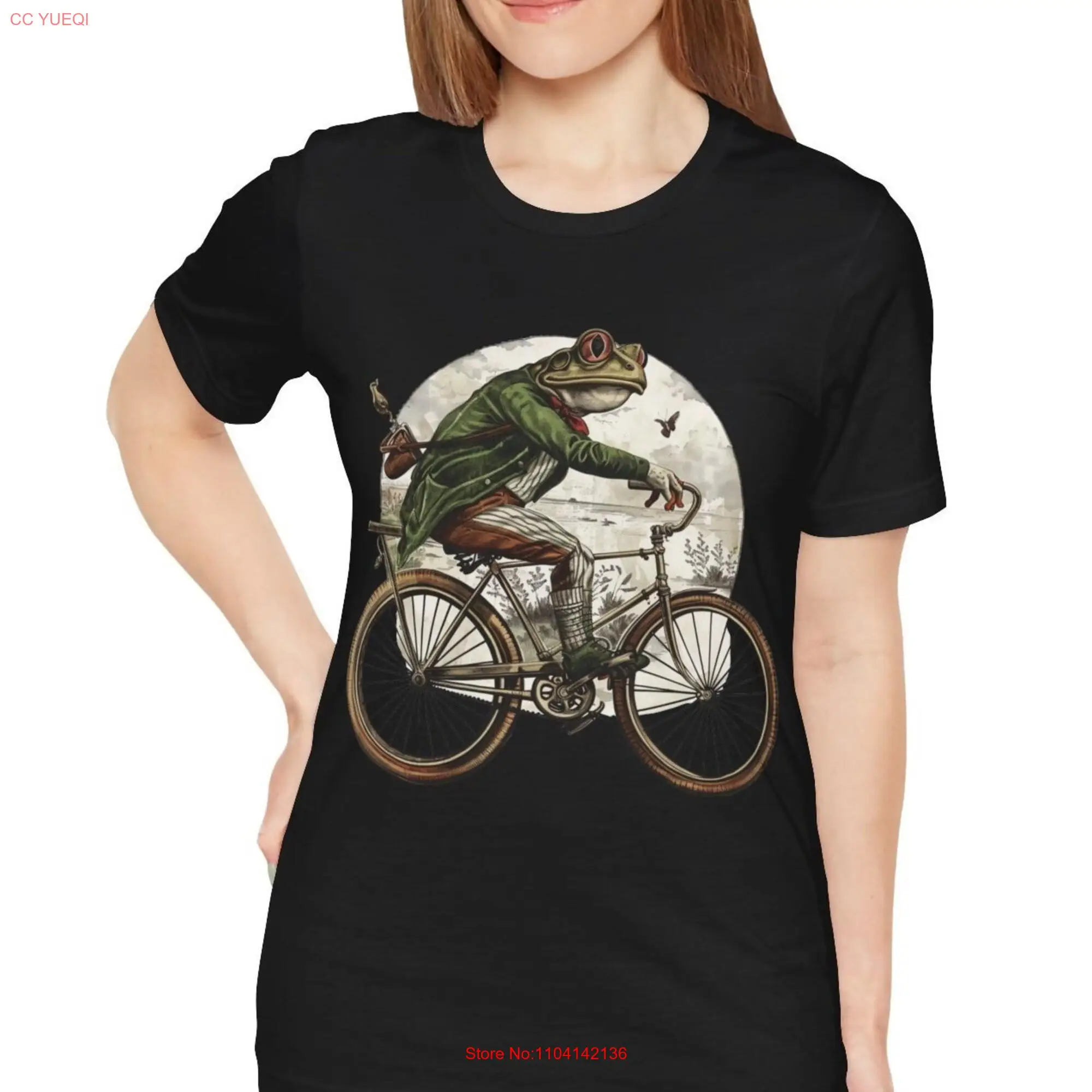 Funny T Shirt Frog Riding a Bicycle Jersey  long or short sleeves