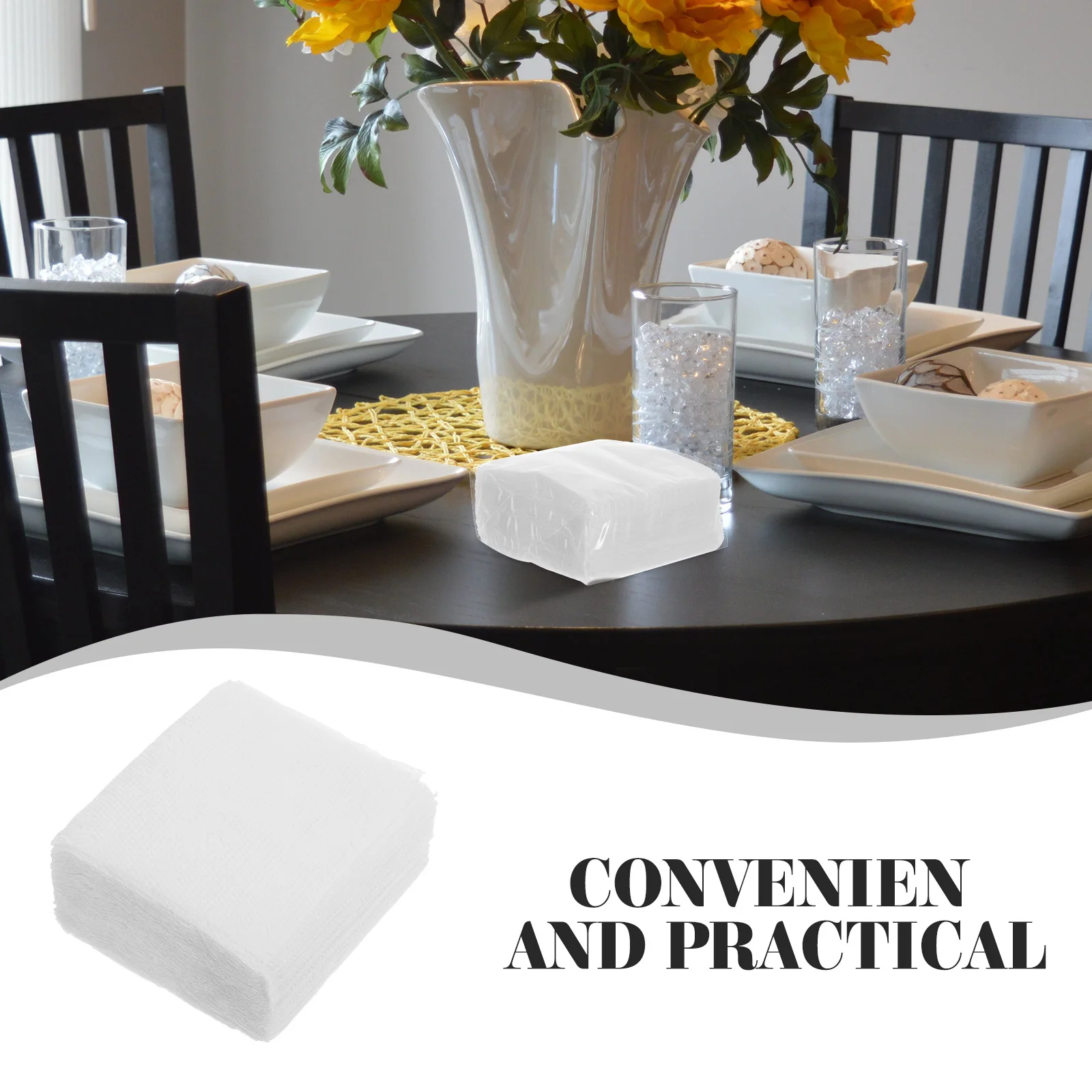 Papier de soie épais et pliable pour le visage, 50 pièces, serviettes blanches en vrac, pâte de bois vierge, bord en relief, hôtel, Restaurant, fête, mariage