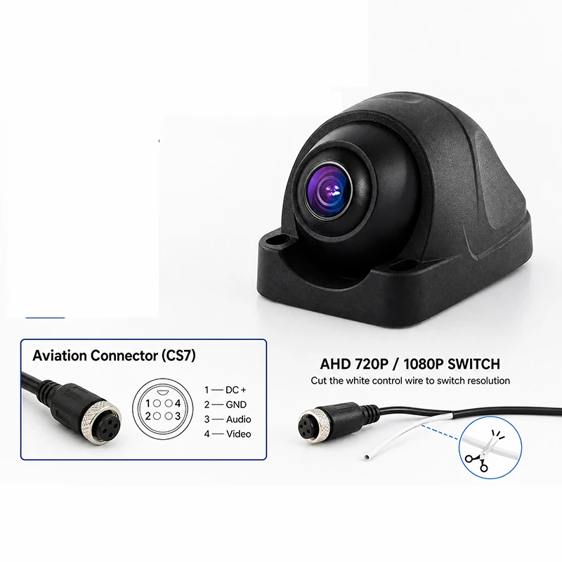 JISUIDA Truck 12V36V Right Sight Blind Area Side View Car Camera Bus Harvester HD 1080/720PAHD Vehicle Image - view 3
