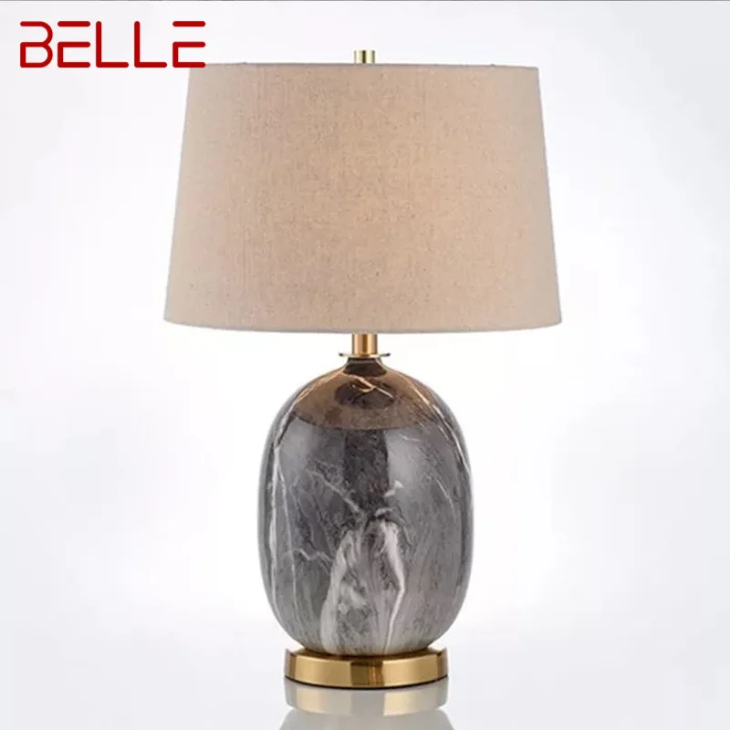 BELLE Modern Ceramic Table Lamp LED Nordic Creative Grey Bedside Desk Light Decor for Home Living Room Bedroom