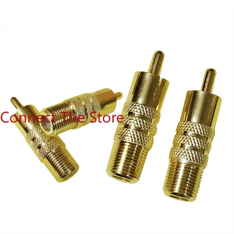 5PCS F emale To RCA Male  Adapter Gold-plated  Head Video Connector Cable TV   