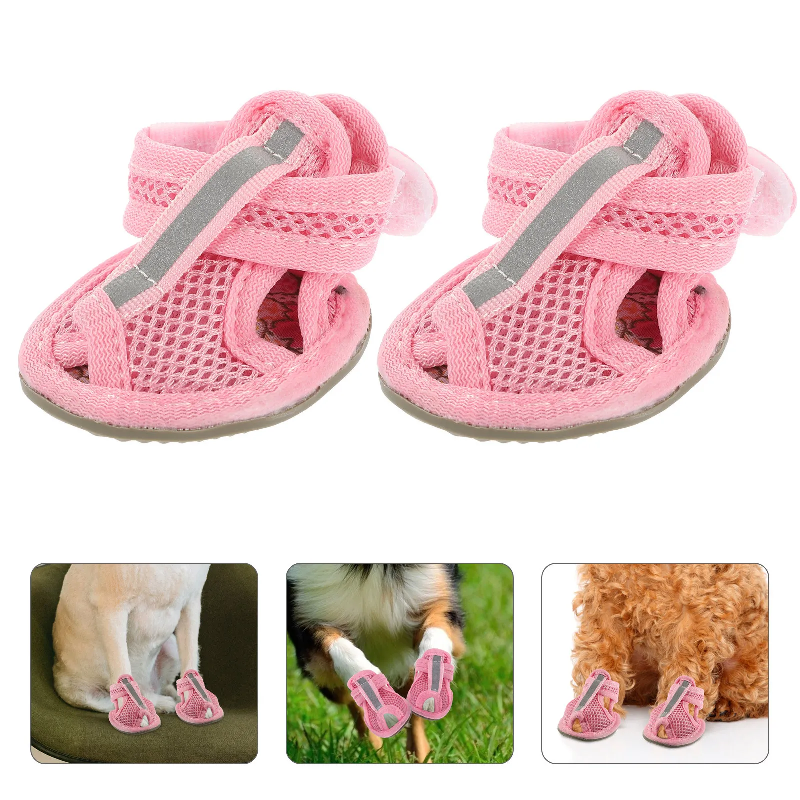 

4 Pcs Traction Doggie Mesh While Sandals Sneakers Sandles for Dogs Puppy Shoes Summer