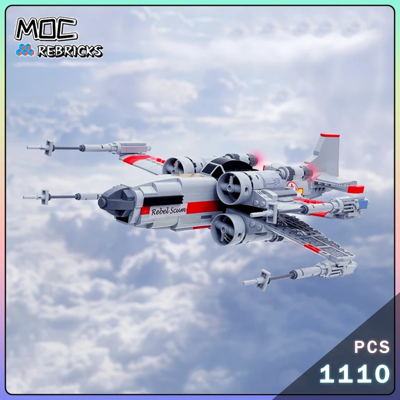 MOC-189117 X-51 Wing Shaped Fighter Building Blocks Space Movie   Battle Spaceship Model Compatible 1110PCS Plane Toy Kids Gift