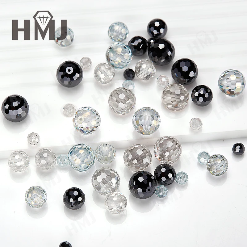 

Loose Moissanite Diamond Round Shape Ball Beads White Blue Black DIY Ring Necklace Earrings Main Materials Jewelry Stones Charms