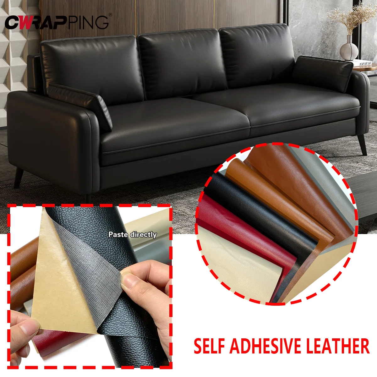 PU Leder Reparaturband Leder Patch Selbstklebendes Leder Sofa Sitz Renovierung Reparaturband Bett Kopf Reparaturband Home Dekoration