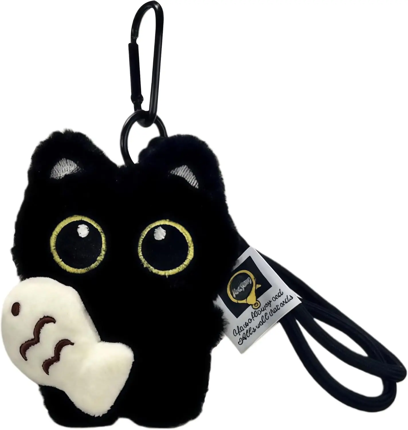 Llavero de Gato Negro con Ojos Grandes, Amuleto de la Suerte, Divertido Colgante para Bolso