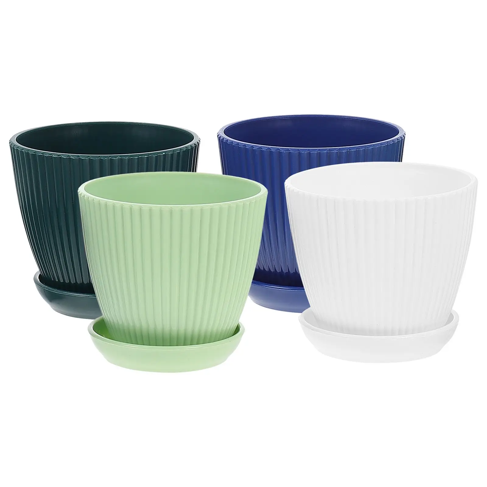 

4 Pcs Plant Flowerpot Office Pots Indoor Planters Plastic Decorative Round Flowerpots