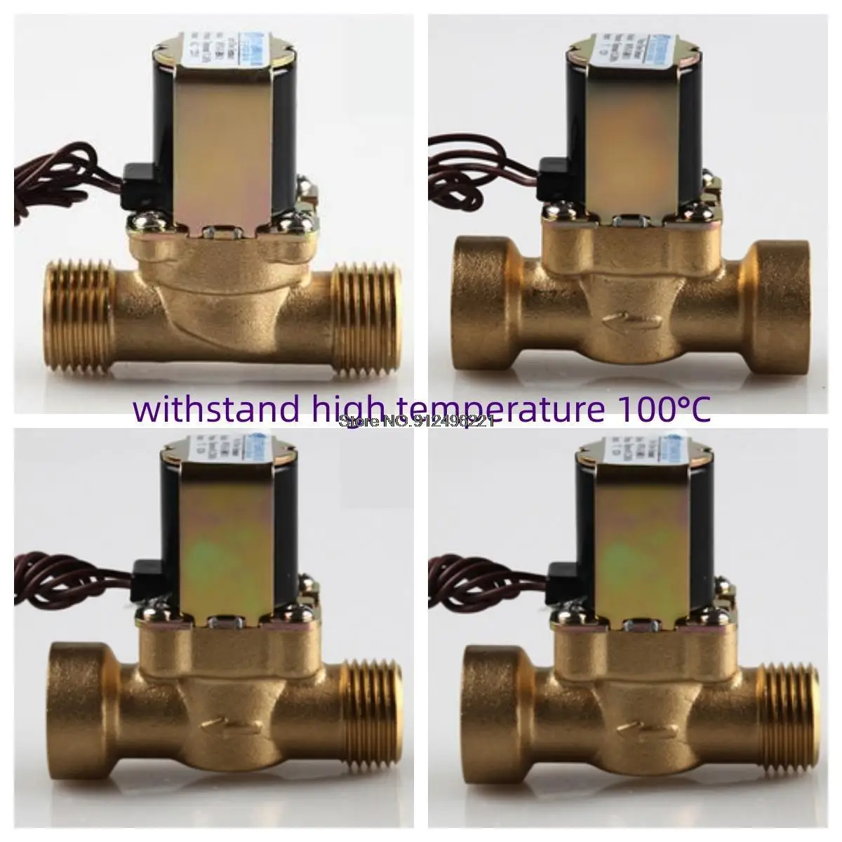 

100°C G1/2'' Brass Electric Solenoid Valve N/C 12v 24v 220v Water Air Inlet Flow Switch For Solar Water Heater Valve