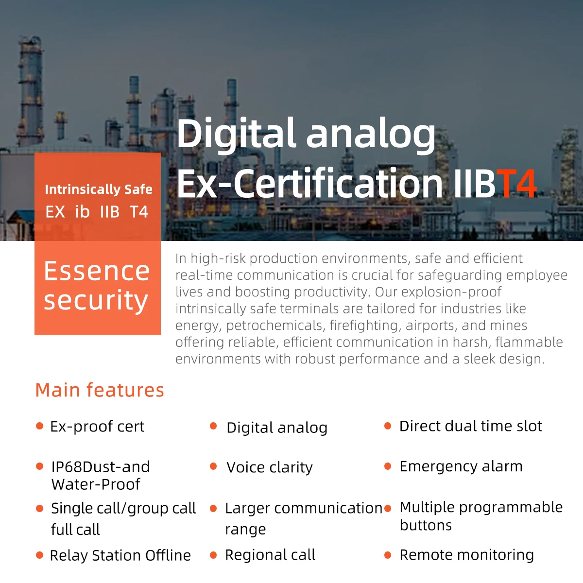 KSUN DM1200(EX) IP68 مقاوم للماء DMR راديو تناظري رقمي مقاوم للانفجار جهاز اتصال لاسلكي لصناعة البتروكيماويات