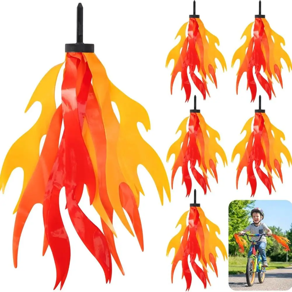 2pcs Vibrant Bicycle Tassels Flame Design Weatherproof Bike Streamers High Saturation Lightweight Bike Decorations