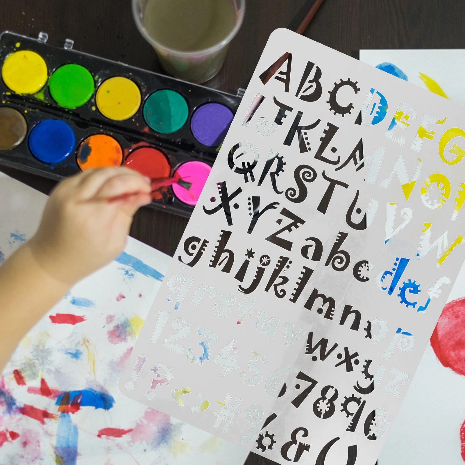 20 stencil con numeri di lettere inglesi, modelli di pittura riutilizzabili per artigianato in legno, personalizzabili, lavabili