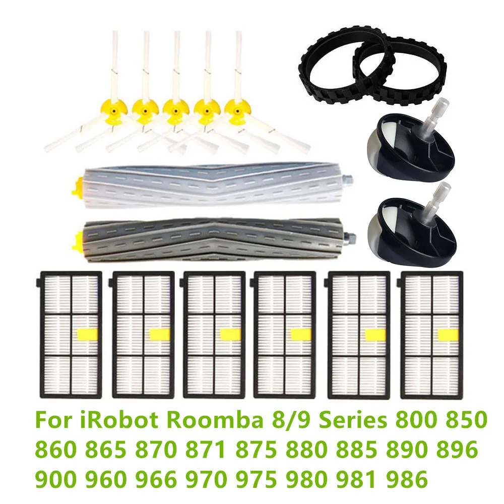 Cepillo de rodillo Universal, cepillos laterales de rueda, filtros HEPA para iRobot Roomba serie 8/9, 800, 850, 860, 865, 880, 885, 890, 896, 900,